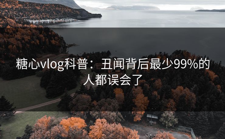 糖心vlog科普：丑闻背后最少99%的人都误会了