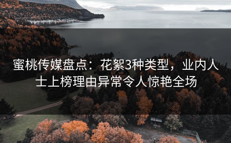 蜜桃传媒盘点：花絮3种类型，业内人士上榜理由异常令人惊艳全场