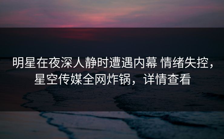 明星在夜深人静时遭遇内幕 情绪失控，星空传媒全网炸锅，详情查看